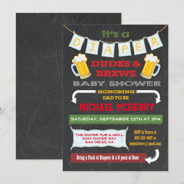 Invitations à la fête de la bière et de la couche  (Devant / Derrière)