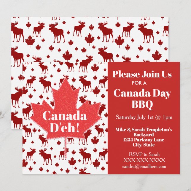Invitations à la fête de la fête du Canada Oie et  (Devant / Derrière)