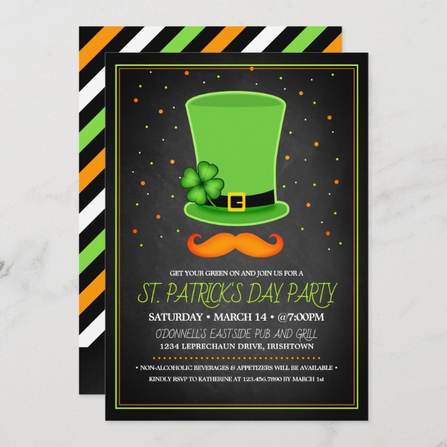 Invitations à la fête de la Saint Patrick (Devant / Derrière)