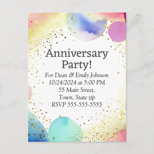 Invitations à la fête de l'anniversaire (Devant)