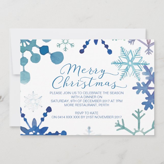 Invitations à la fête de Noël de Snowflake (Devant)
