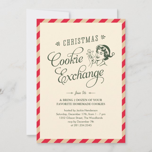 Invitations à la fête d'échange de cookies de Noël (Devant)