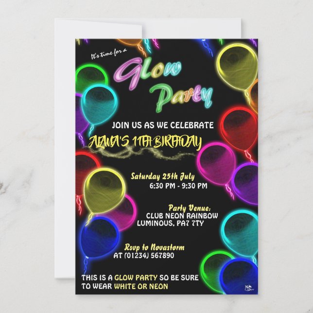 Invitations à la fête des ballons qui brillent (Devant)