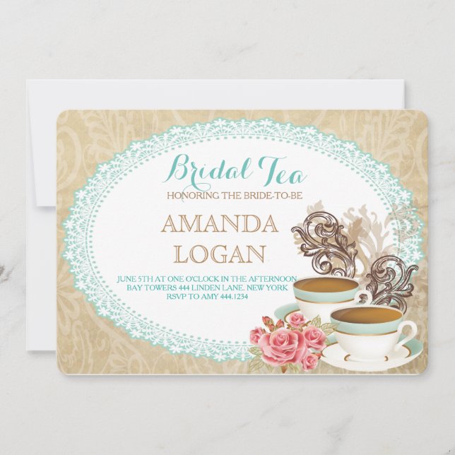 Invitations à la Fête des mariées Tea Party (Devant)