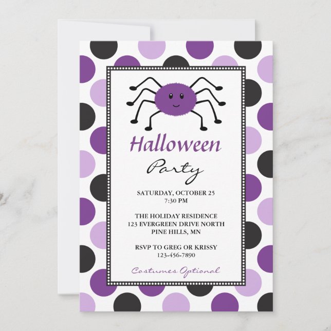 Invitations à la fête d'Halloween de l'araignée vi (Devant)