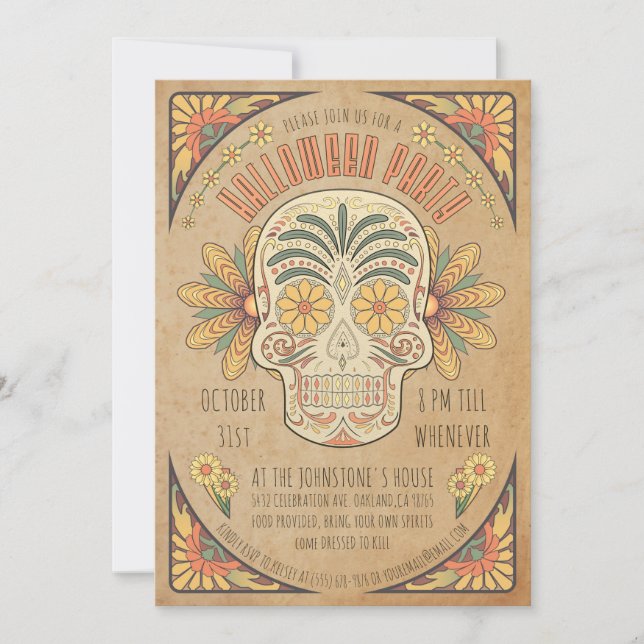 Invitations à la fête d'Halloween de style sud-oue (Devant)