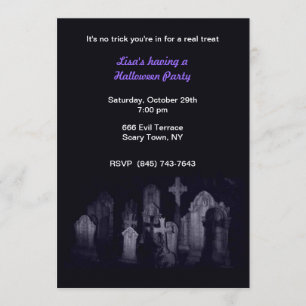 Invitations à la fête d'Halloween du cimetière de