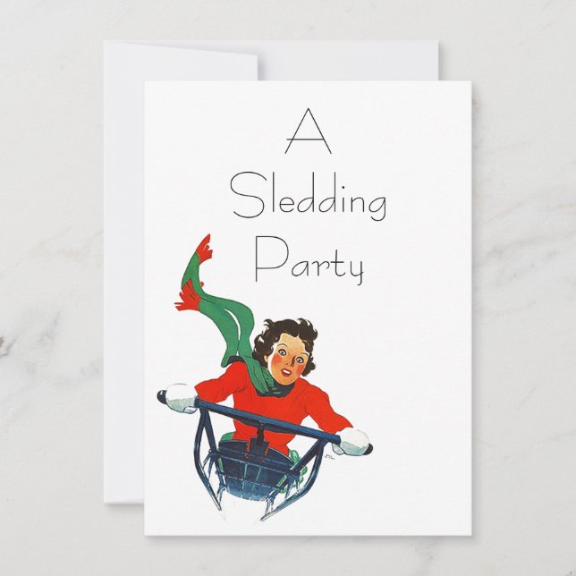 Invitations à la fête d'hiver de Retro Sledding Vi (Devant)