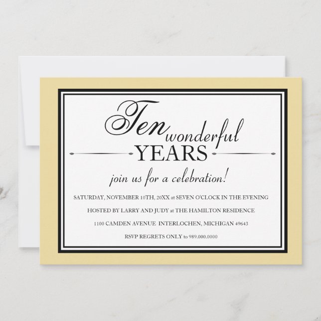 Invitations à la fête du 10e anniversaire (Devant)