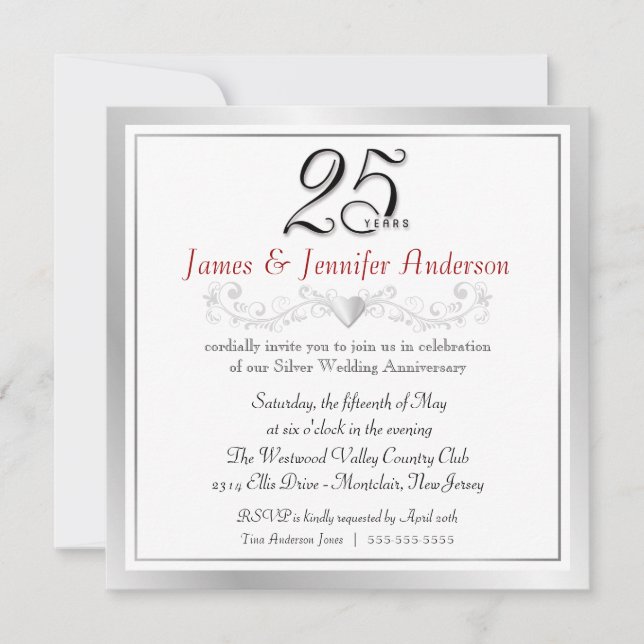 Invitations à la fête du 25e anniversaire Carré d' (Devant)