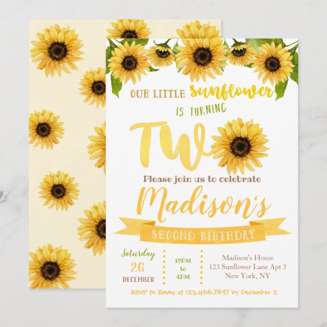 Invitations à la fête du 2e anniversaire du tourne (Devant / Derrière)