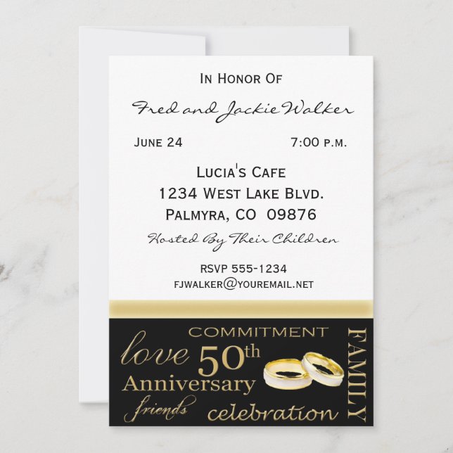 Invitations à la fête du 50e anniversaire (Devant)
