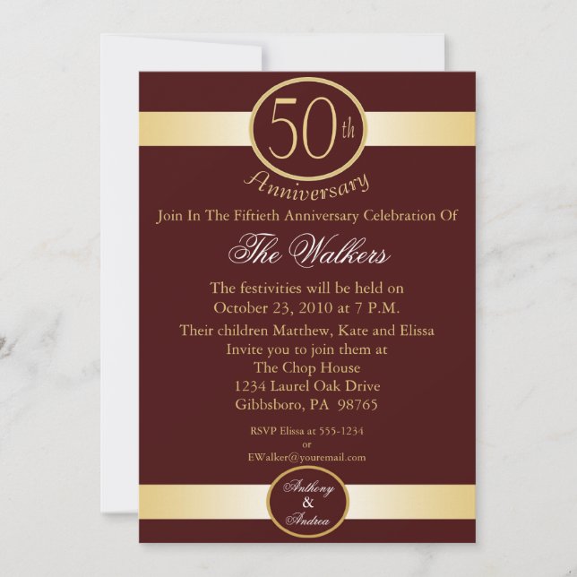 Invitations à la fête du 50e anniversaire (Devant)