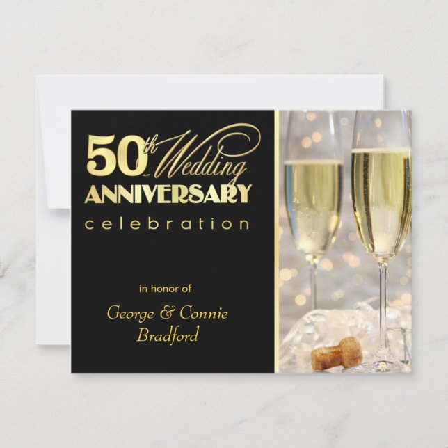 Invitations à la fête du 50e anniversaire - Black  (Devant)