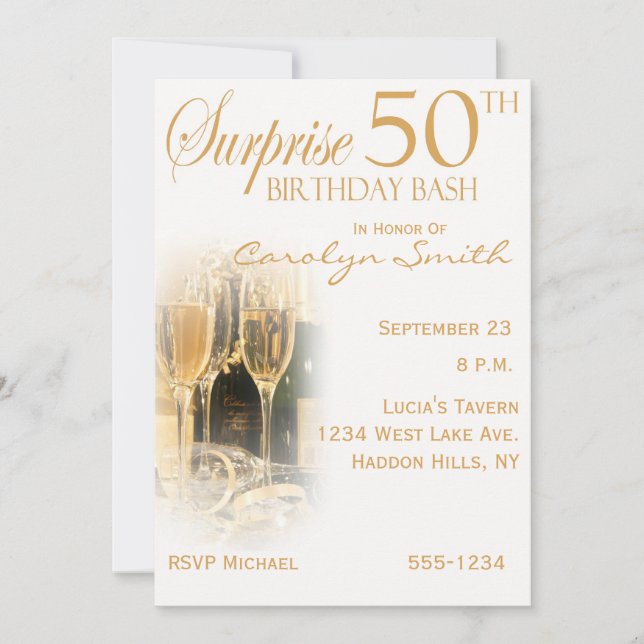Invitations à la fête du 50e anniversaire de surpr (Devant)
