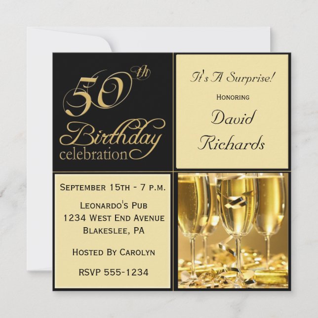 Invitations à la fête du 50e anniversaire de surpr (Devant)