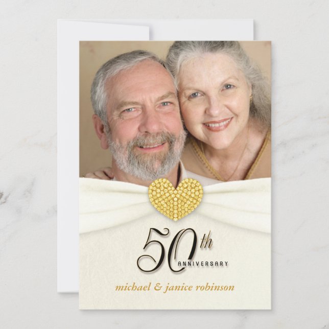 Invitations à la fête du 50e anniversaire - ivoire (Devant)