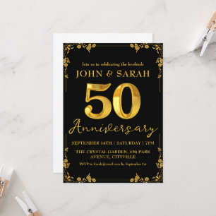 invitations à la fête du 50e anniversaire noir et 