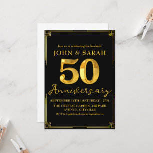 invitations à la fête du 50e anniversaire noir et 