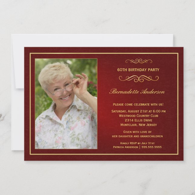 Invitations à la fête du 60e anniversaire - Ajoute (Devant)