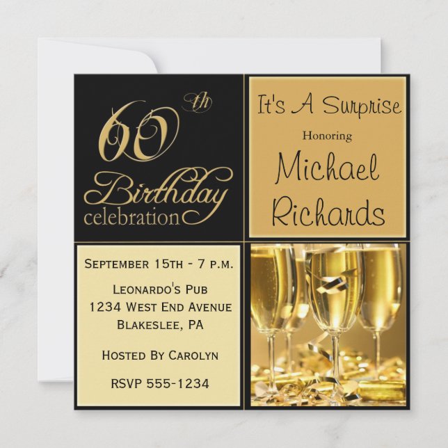 Invitations à la fête du 60e anniversaire de surpr (Devant)