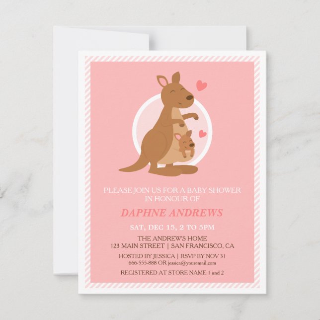 Invitations à la fête du Baby shower Cute Kangaroo (Devant)