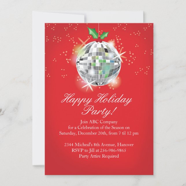 Invitations à la fête du bal de Noël (Devant)