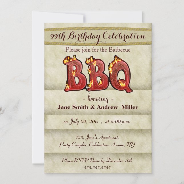 Invitations à la fête du barbecue d'anniversaire (Devant)