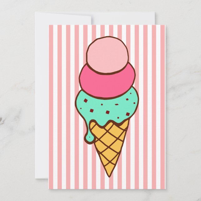Invitations à la fête du cône de crème glacée (Devant)