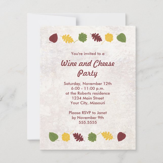 Invitations à la fête du vin et du fromage de auto (Devant)