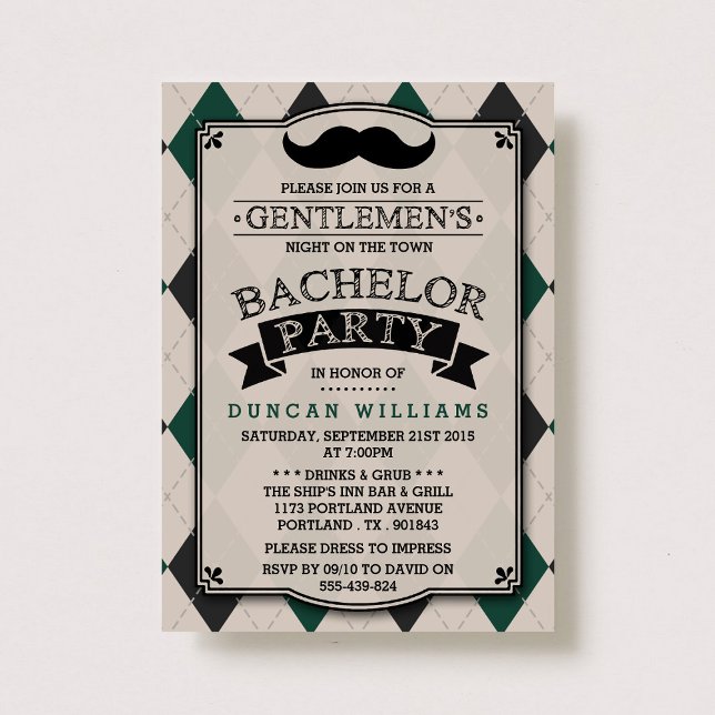Invitations à la Mustache branchée du Bachelor Par (Créateur téléchargé)
