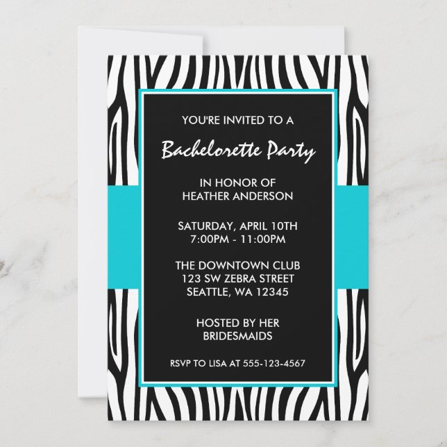 Invitations à la partie de bachelorette Turquoise  (Devant)