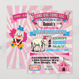Invitations à la réception de style Cirque GIrly