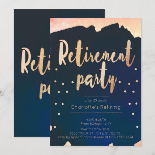 Invitations à la retraite Gold & Navy