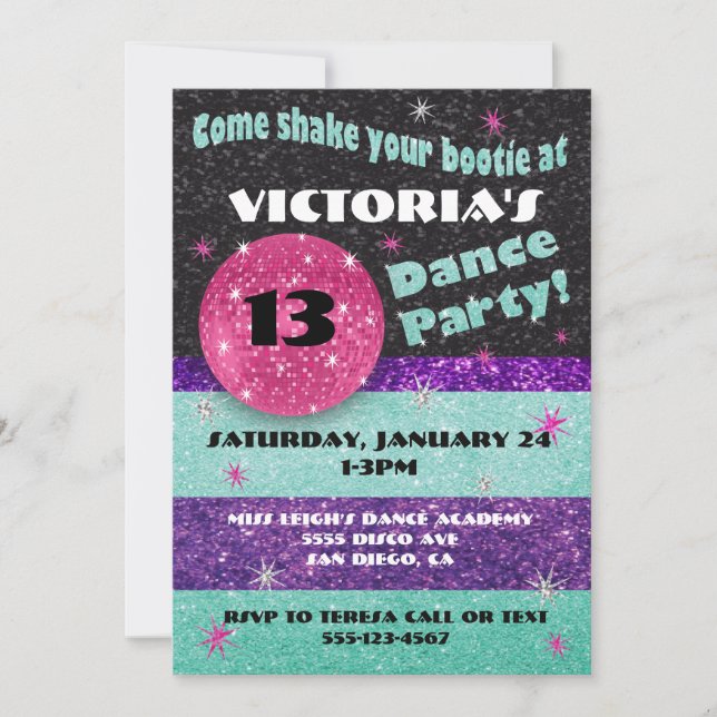 Invitations à la soirée dansante Disco Sparkle (Devant)
