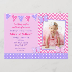 Invitations à l'anniversaire de la photo Papillon