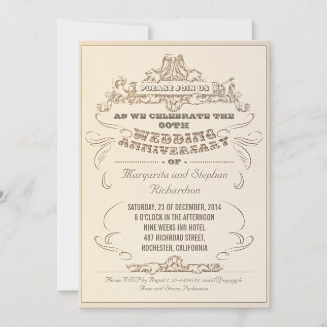 Invitations à l'anniversaire de la typographie vin (Devant)