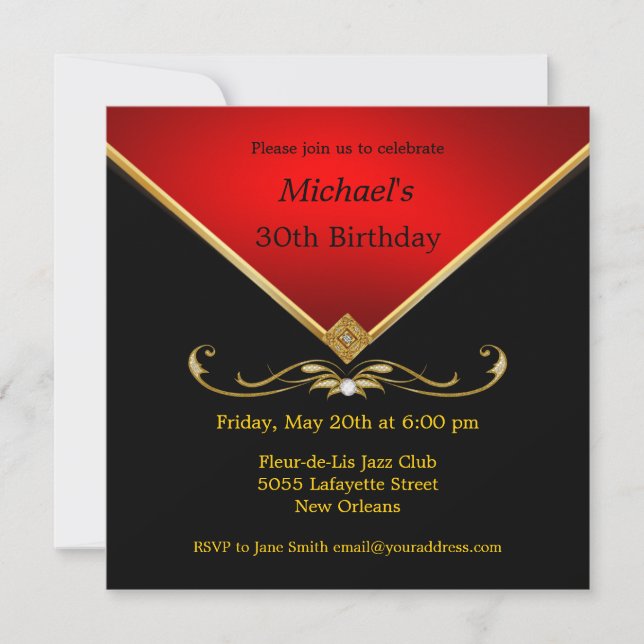 Invitations à l'élégante soirée d'anniversaire Gol (Devant)