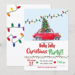 Invitations à Noël Holly Jolly