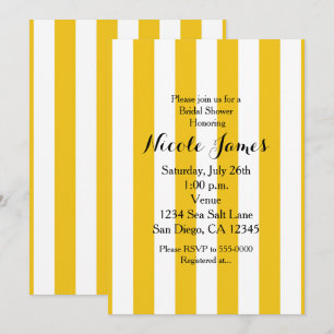 Invitations à rayures jaunes et blanches modernes
