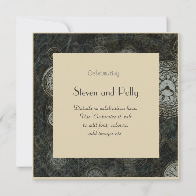 Invitations à thème Classy Steampunk - faces d'hor (Devant)