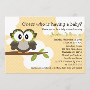 Invitations à thème Hibou Invitations Jaune