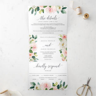Invitations à trois volets du Mariage Blushing Blo