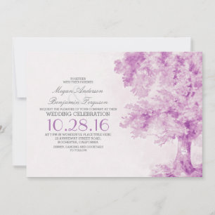 invitations à un mariage à l'aquarelle violette d'
