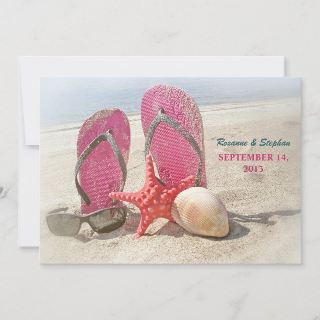 invitations à un mariage avec une étoile de mer ro (Devant)