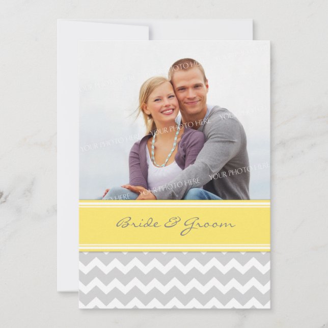 Invitations à un mariage de photos Chevron jaune g (Devant)