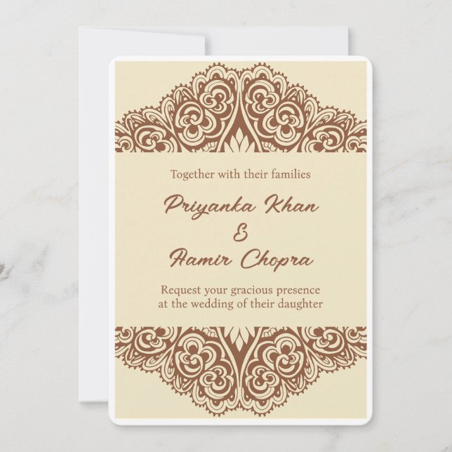 invitations à un mariage indien henné (Devant)