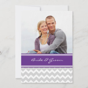Invitations à un mariage photo Grey Plum Chevron