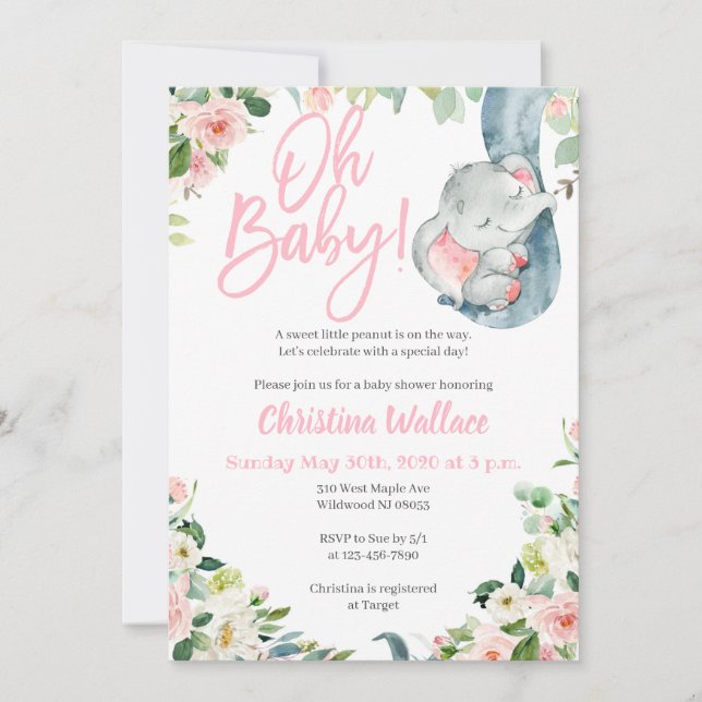 Invitations à une petite fille pour une douche à l (Devant)