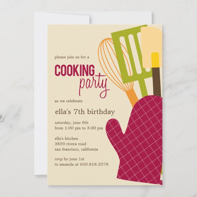 Invitations à une soirée Cuisine de cuisine raffin (Devant)